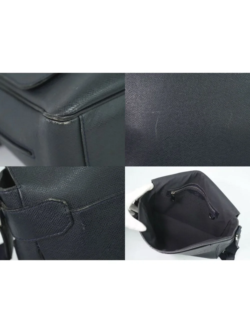 Louis Vuitton LV Roman MM Taiga Leather Shoulder Bag Boreal Dark Navy